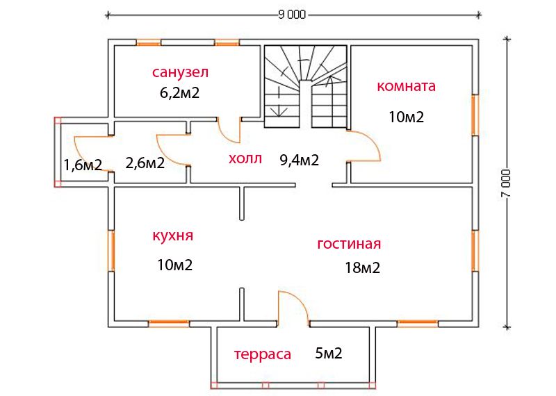 Планировка дома 7х9 Планировка дома 7 комнат фото - Диван.ру